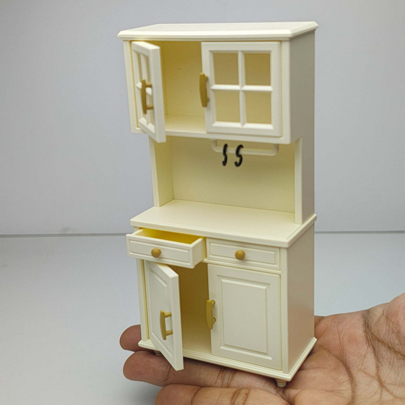 MINIATURES SHOP Miniature Kitchen Hutch Cabinet Dollhouse Accessories Playset(White)