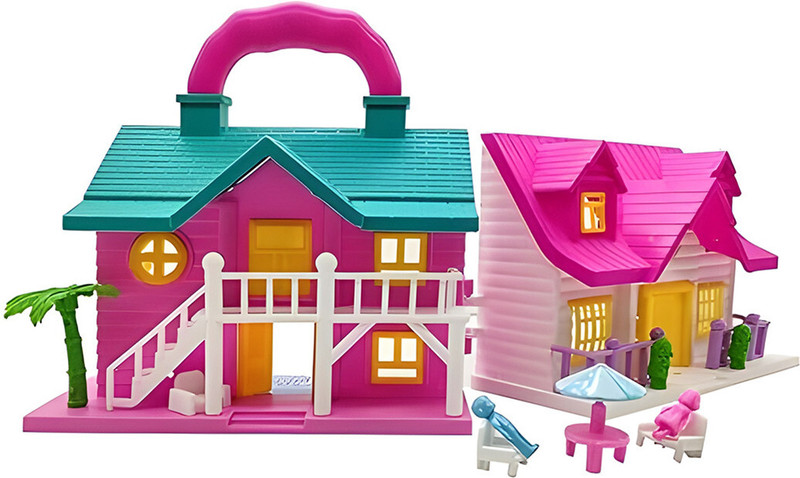 DREAM CHOICE Easy Carry Furniture Toy Portable Doll House Toy Pretend Play Plastic Mini House(Multicolor)