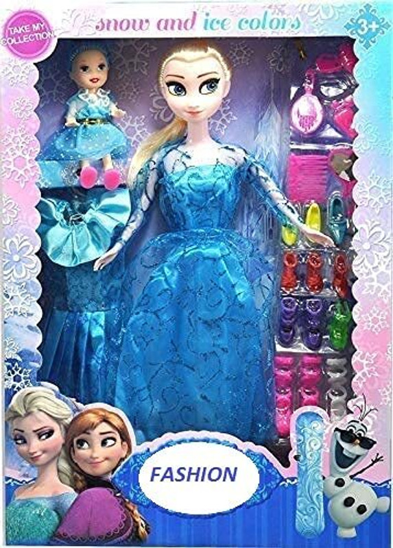 Lacasada Frozen Doll With Baby Doll Dresses And Accessories(Blue)