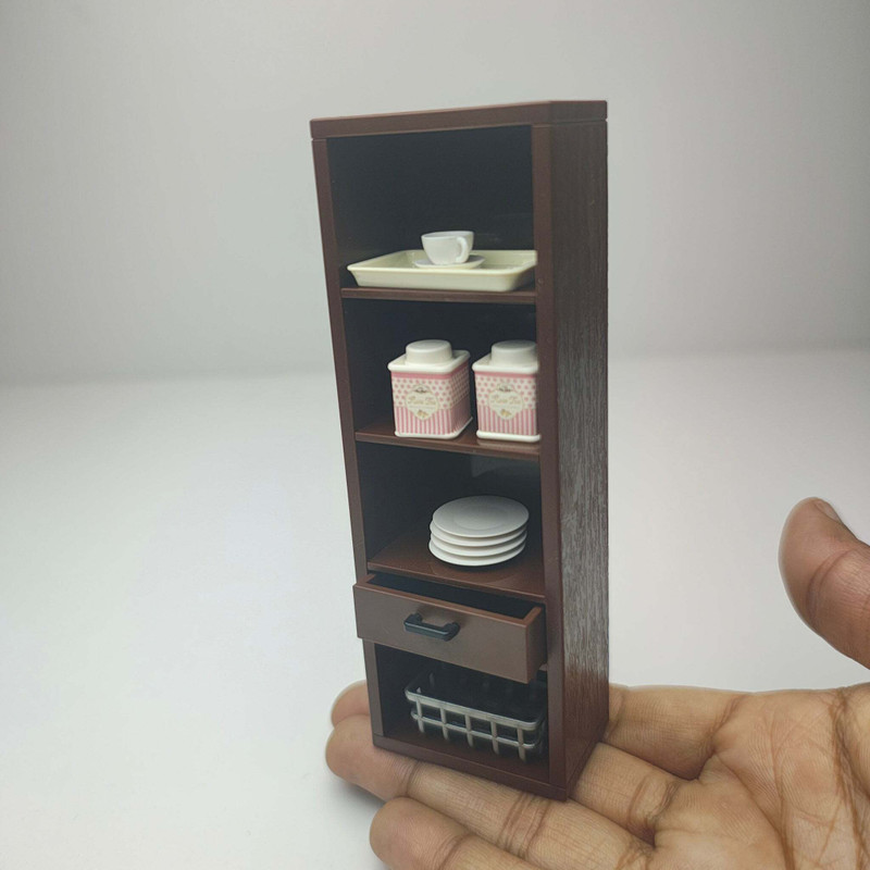 MINIATURES SHOP Miniature Long Crockery Cabinet Dollhouse Accessories Playset(Brown)