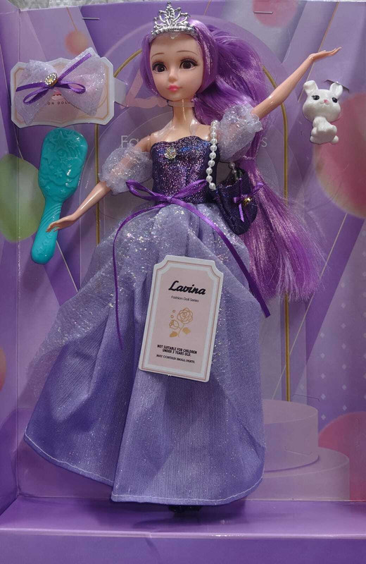 star impex Fashion Princess Doll with Accessories, Purple Dress, Tiara & Pet Bunny(Purple)