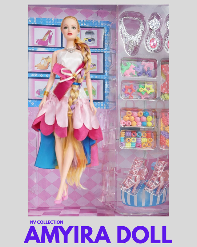NV COLLECTION Pretty Doll Set with Accessories for Kids’ Imaginative Role Play(Multicolor)
