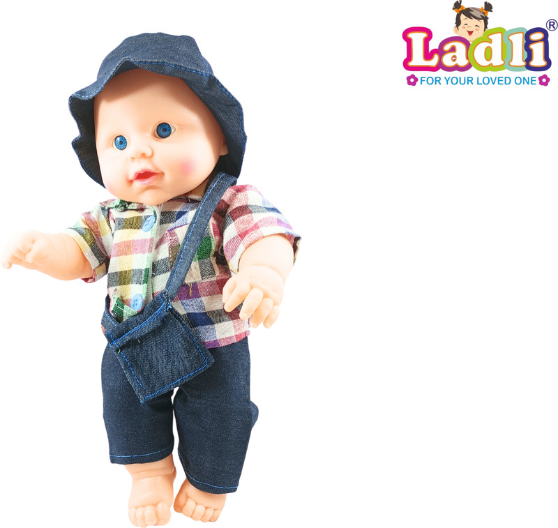 Ladli Real Baby Doll Natural Brown Color Little Boy Doll Newborn baby toys Y Dress(Yellow)