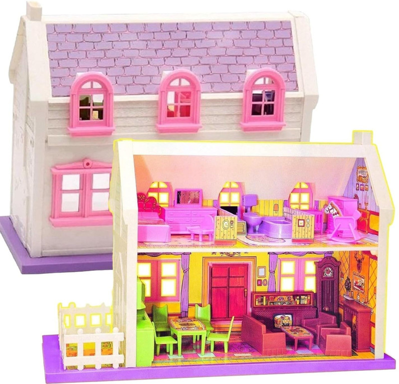 KidsCorner 34 pcs Dream Palace Doll House | Furniture for Kids Complete Furniture Household(Multicolor)
