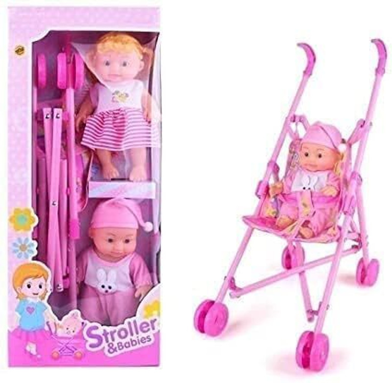 FRSHNORA baby stroll doll2 baby and 1 tolly(Pink)