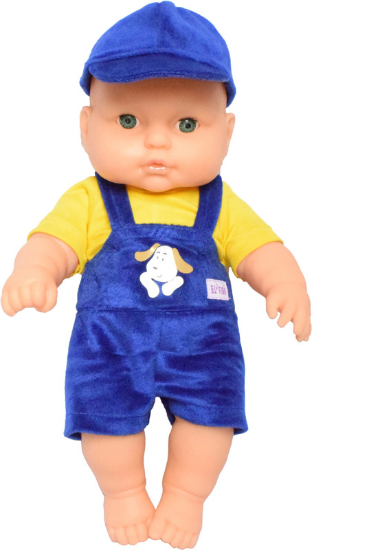 EL FIGO Cute Soft Body Toy for Kids in Blue Dress (Head, Arms & Legs Moveable) 30c.m(Multicolor)