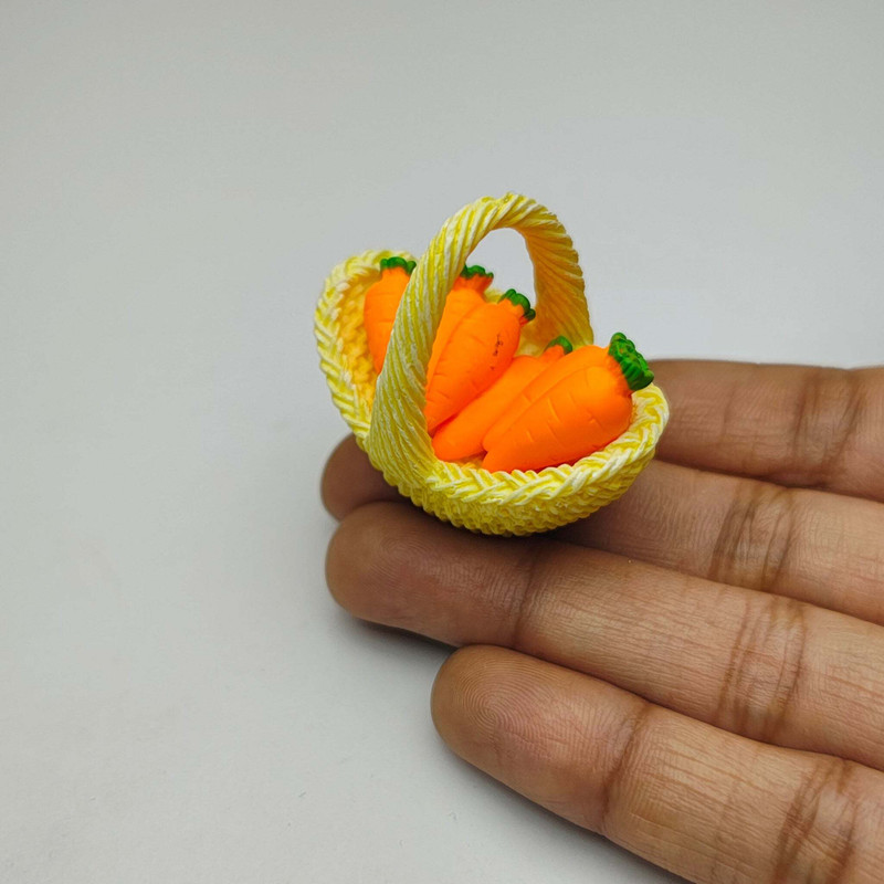 MINIATURES SHOP Miniature Carrot Basket Dollhouse Kitchen Accessories Playset(Orange)