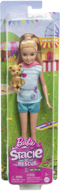 BARBIE Stacie Doll with Pet Dog Rescue Movie Toys & Dolls(Multicolor)
