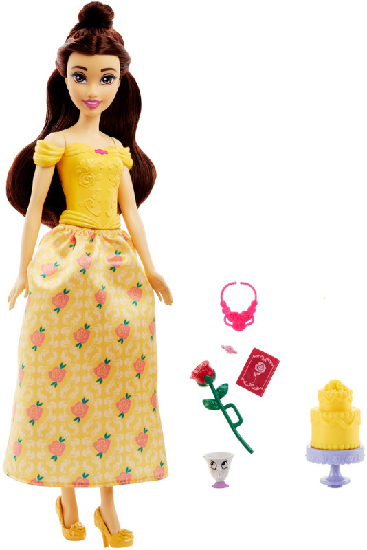 DISNEY PRINCESS Belle Fashion Doll with Chip Figure and Accessories(Multicolor)