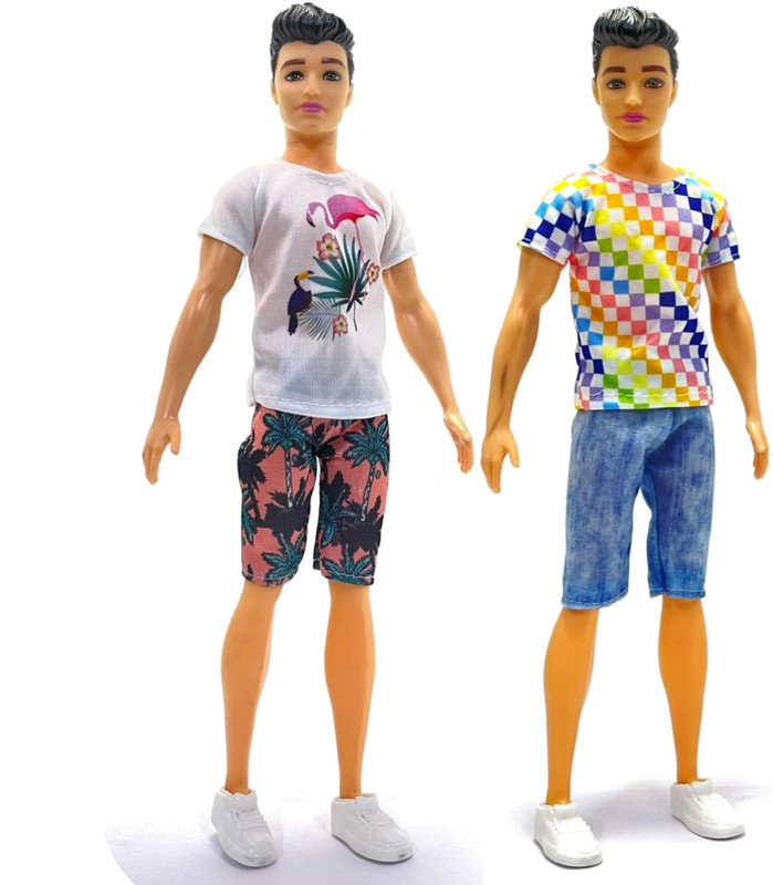 Mubco 2pcs Fashionista Ken Doll On Vacation Plaid Shirt & Shorts Toys Kids Gift | 30cm(Multicolor)