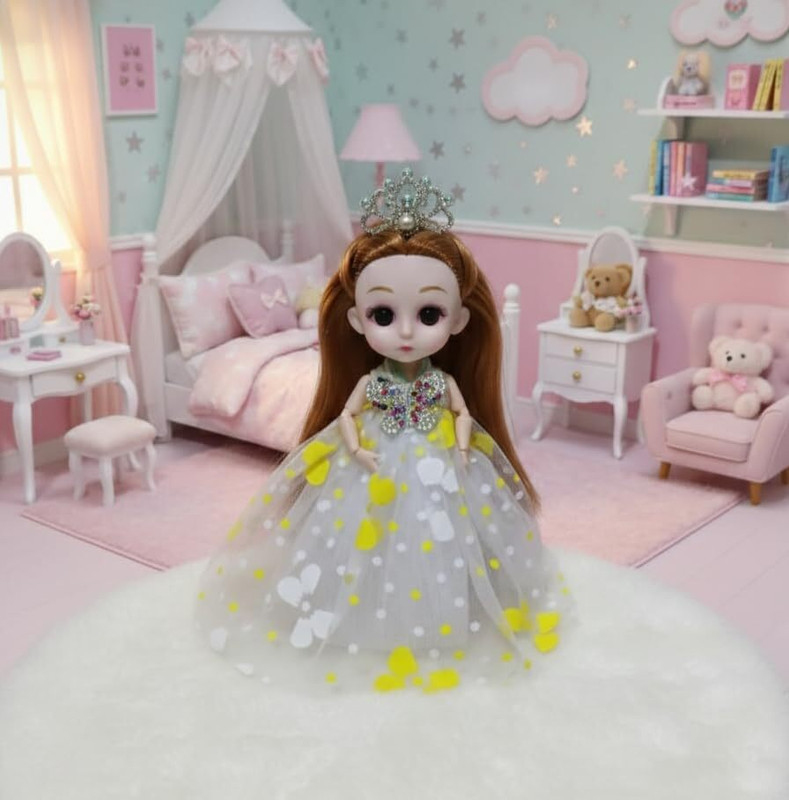 NEXSHOUR Cute Mini Princess Doll Keyring with Crown(Multicolor)