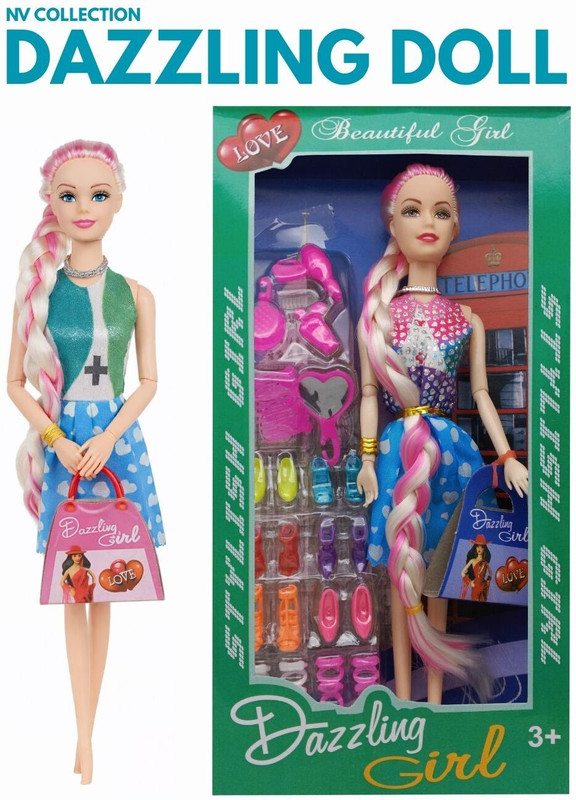NV COLLECTION Doll with fashionable braids and chic handbag(Multicolor)