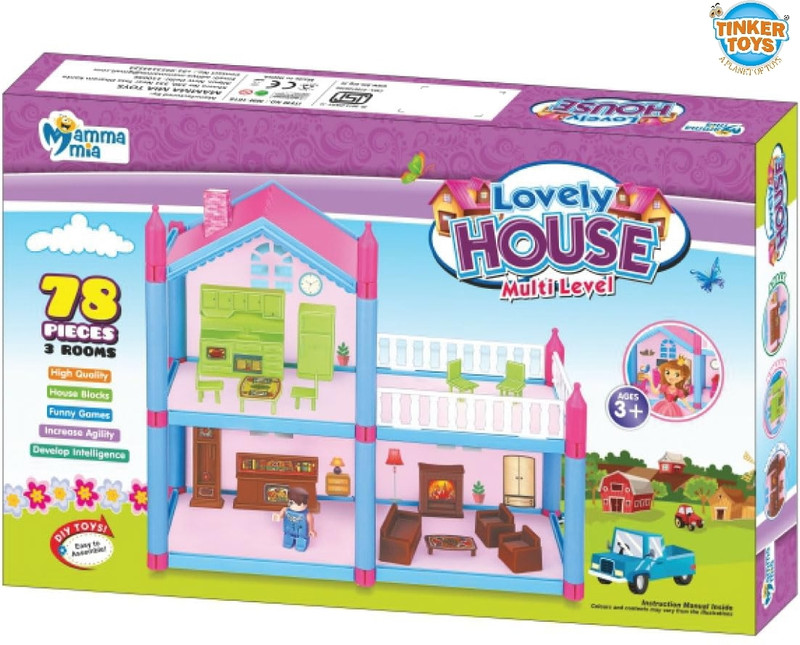 Tinker Toys 78 pcs lovely House muti level(Multicolor)