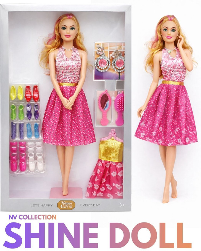 NV COLLECTION Shine Dolls Dress-Up Styling Kit for Fun Play(Multicolor)