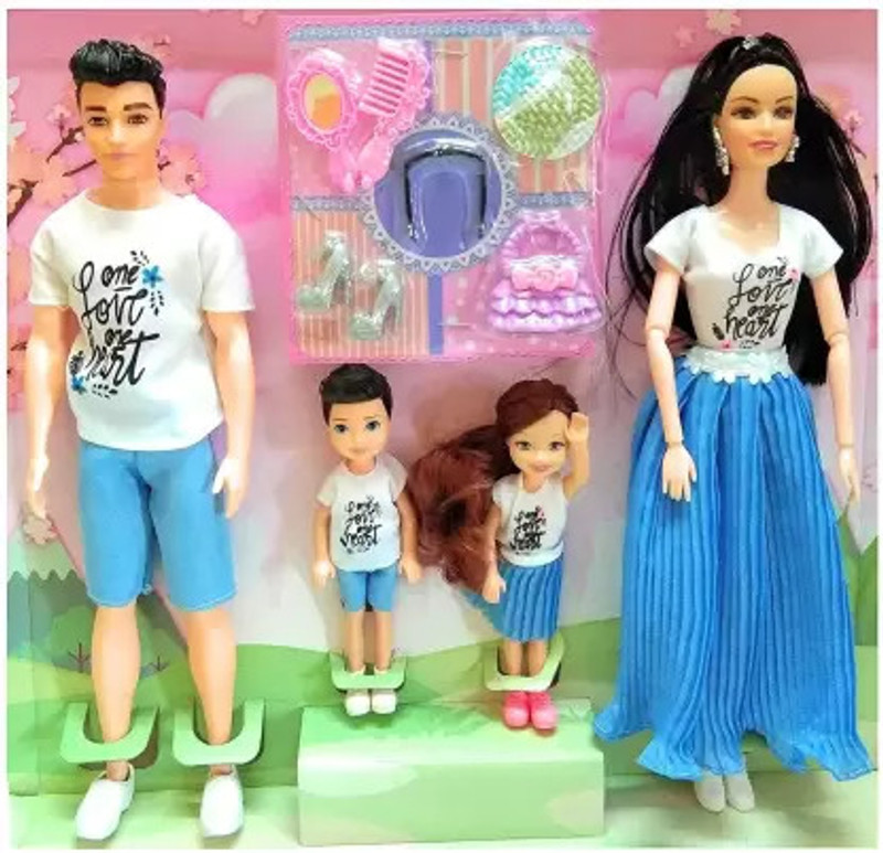SR Toys Little Family Doll Play Set for Girls(Mother, Father, Daughter and Son)(Multicolor)