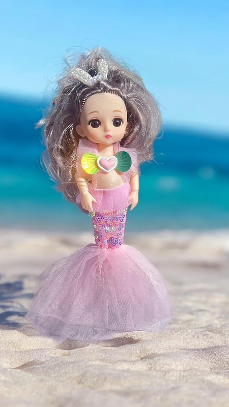 DISILA TRADERS Mermaid Doll with Shining Dress and moving limbs for Kids -Random Design(Multicolor)