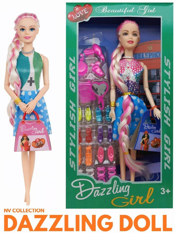 CTC CREATION Doll featuring elegant braids and stylish hand bag(Multicolor)