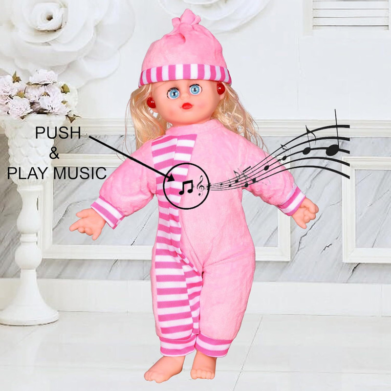 Veryke Musical Baby Doll,44 cm,Light and Sound Effects,Blinking Eye,Soft Plush Clothing(Multicolor)