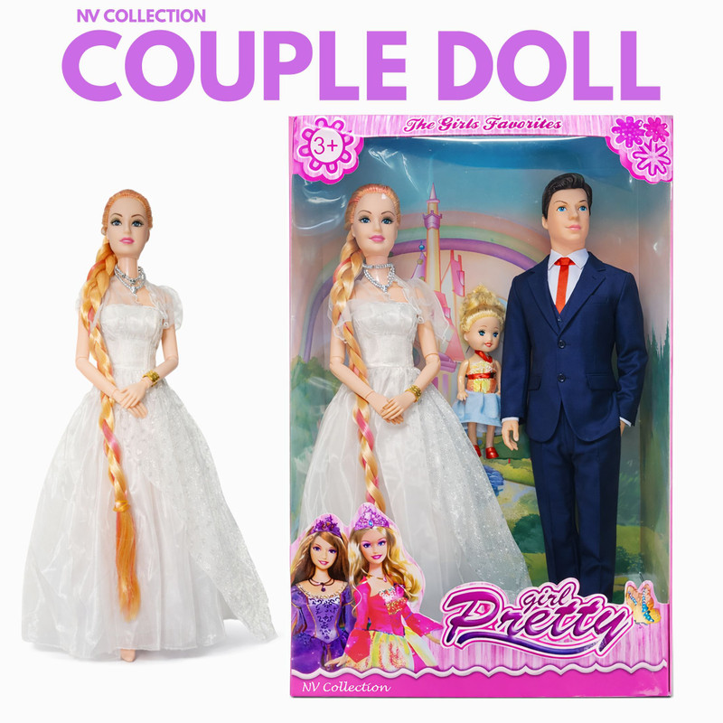 CTC CREATION Couple Doll Set Featuring Baby and Accessories for Pretend Play(Multicolor)