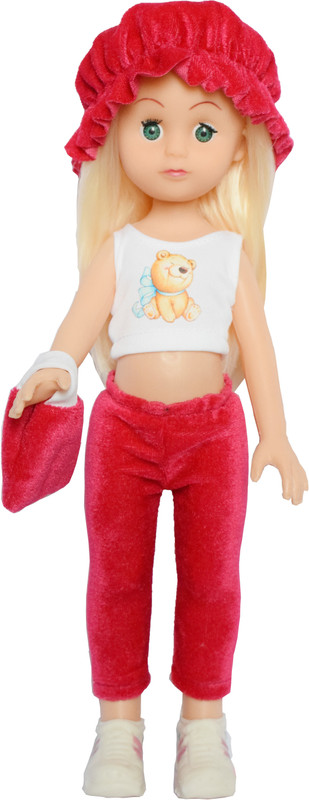EL FIGO Girl Doll in Dark Pink Velvet Dress Doll Toy for kids Age 3 yr & Above (33c.m)(Multicolor)