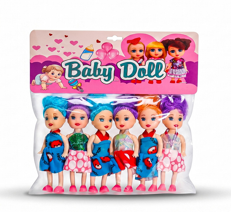 P M Enterprises Pack of 6 Cute Baby Doll Set for Girls - Colorful Small Dolls for Kids(Multicolor)