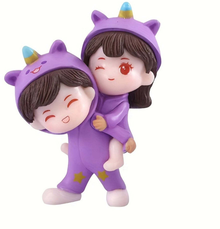 MINIATURES SHOP Miniature Romantic Couple Lifting Figurines Dollhouse Accessories Playset(Purple)