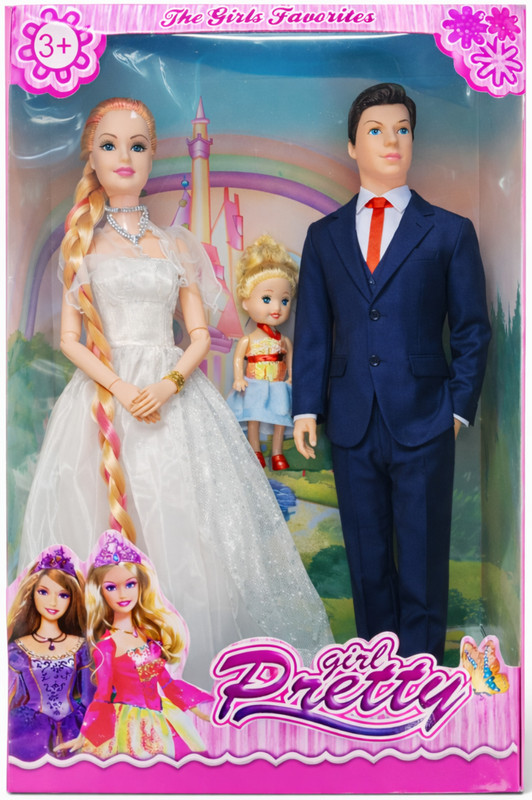 NV COLLECTION Couple and Baby Doll Set for Creative Role Play(Multicolor)