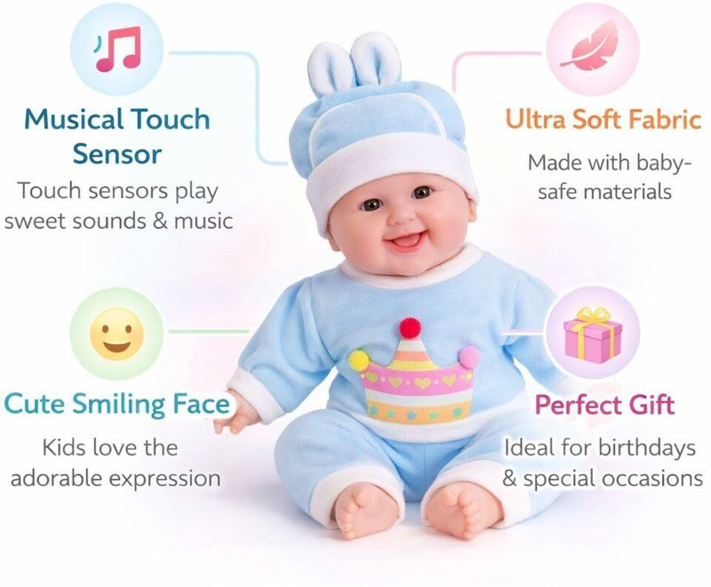Wubliq Happy Baby Laughing Musical and Doll, Touch Sensors Ultimate Playing Toy(Multicolor)