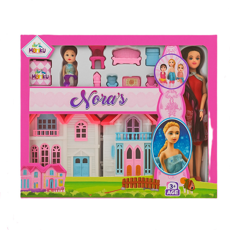 Pumpkin Toys LLP Doll House Set with 2 Dolls and Accessories(Multicolor)