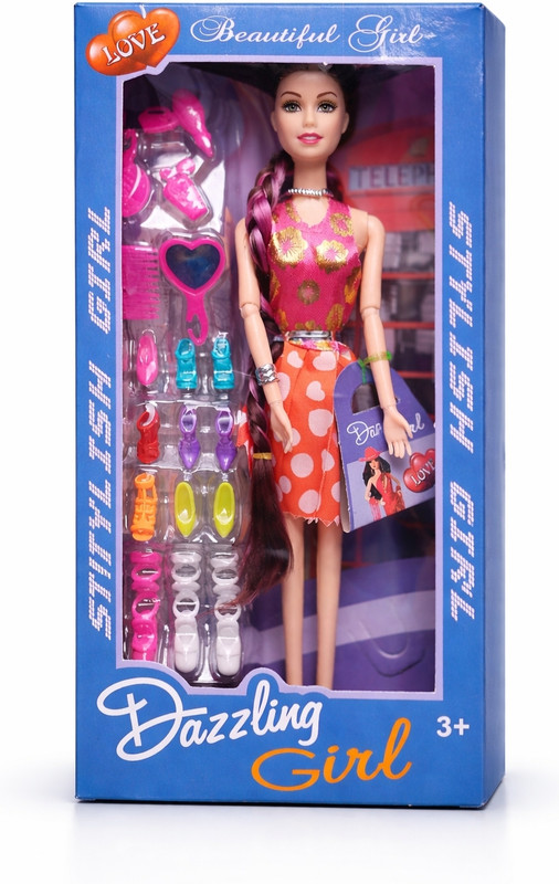 VIJLET Dazzling Girl Fashion Doll with 10+ Accessories and Pink Braided Hair(Multicolor)