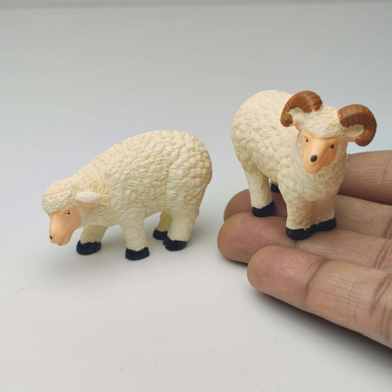 MINIATURES SHOP Miniature White Sheep Figurine Set Dollhouse Accessories(White)