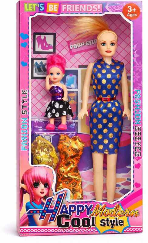 Hitlo Toys Fashion Doll Set for Girls with Baby Doll | 2 Dolls + Dresses Gift for Kids 3+(Multicolor)