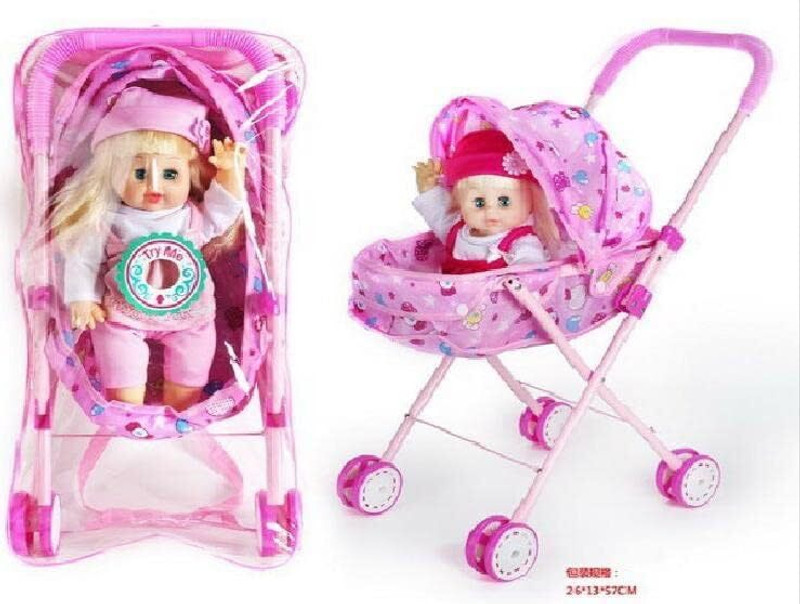 MIRTONICS Kids Toy with Real Moving Stroller Toy Stroller Baby Doll Toy Set for Kid(Multicolor)