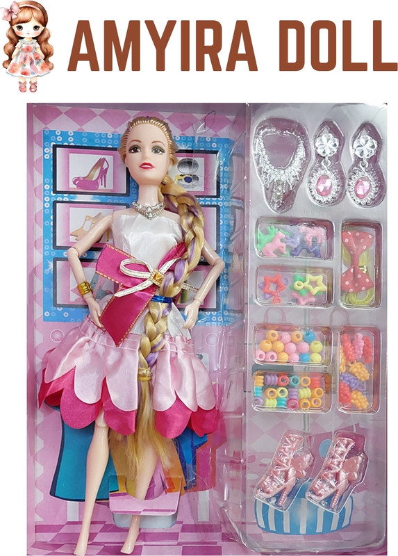 CTC CREATION Amyira Flexible Doll with Movable Hands, Legs & Fun Accessories(Multicolor)