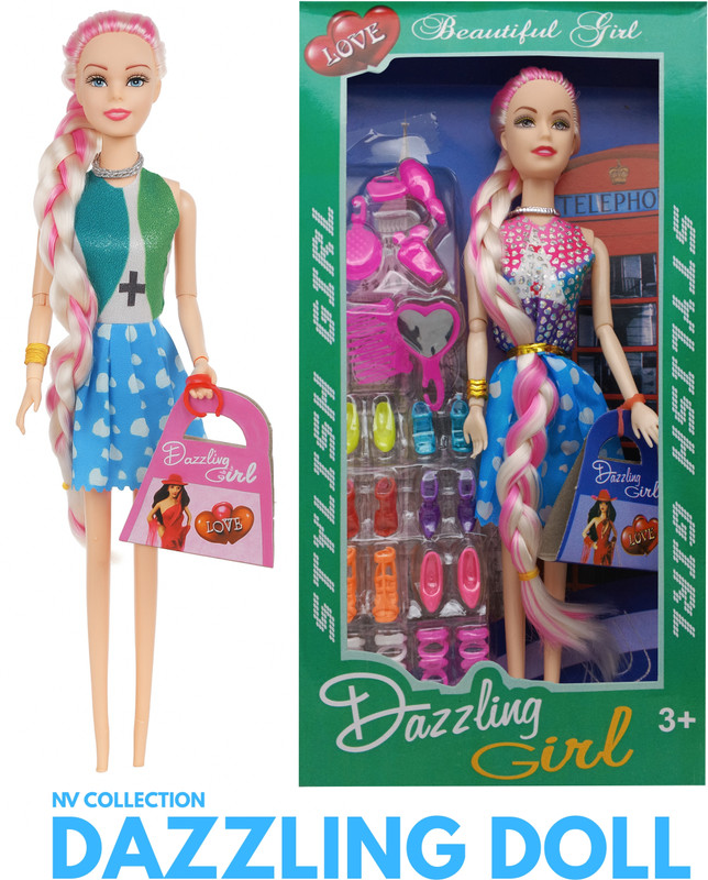 CTC CREATION Playtime fashion doll with elegant hair braids and mini handbag(Multicolor)