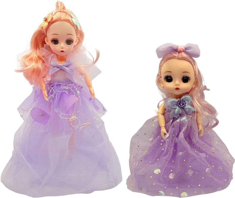 DISILA TRADERS Tinna & Tinni Dolls Set- Pack of 2 for Girls, Princess -Random Colors and Design(Multicolor)