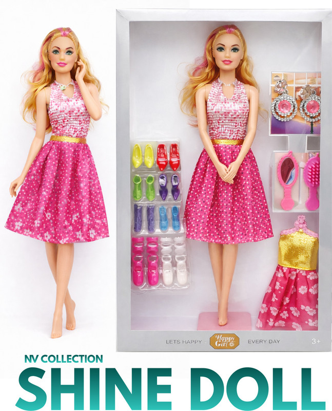 NV COLLECTION Kids’ Role Play Dolls with Shimmering Fashion Accessories(Multicolor)