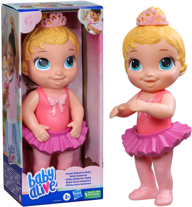 Baby Alive Sweet Ballerina Baby Doll, Pink, 10.5-Inch Ballet Doll with Tutu Skirt and Tiara, Blonde Hair Toy for Kids Ages 3 Years and Up(Multicolor)