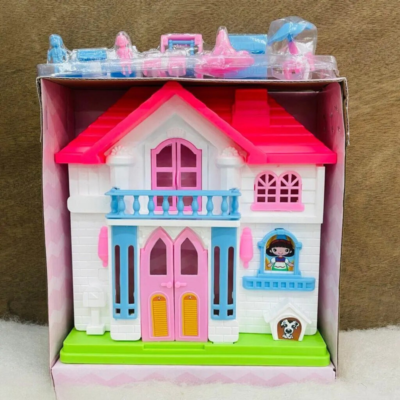 FUN n STYLE Small Doll House for Kids – Mini Pretend Play Set with Furniture & Accessories(Multicolor)