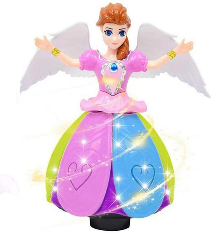 GoBaby Princess Dancing Doll and Rotating Angel Girl Flashing Lights with Music Toy(Multicolor)