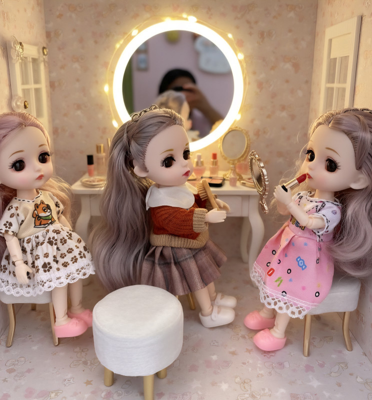 Maadi Cute & Stylish 15cm Mini Long Hear, Fashion Doll Set with Movable Joint(Blue)