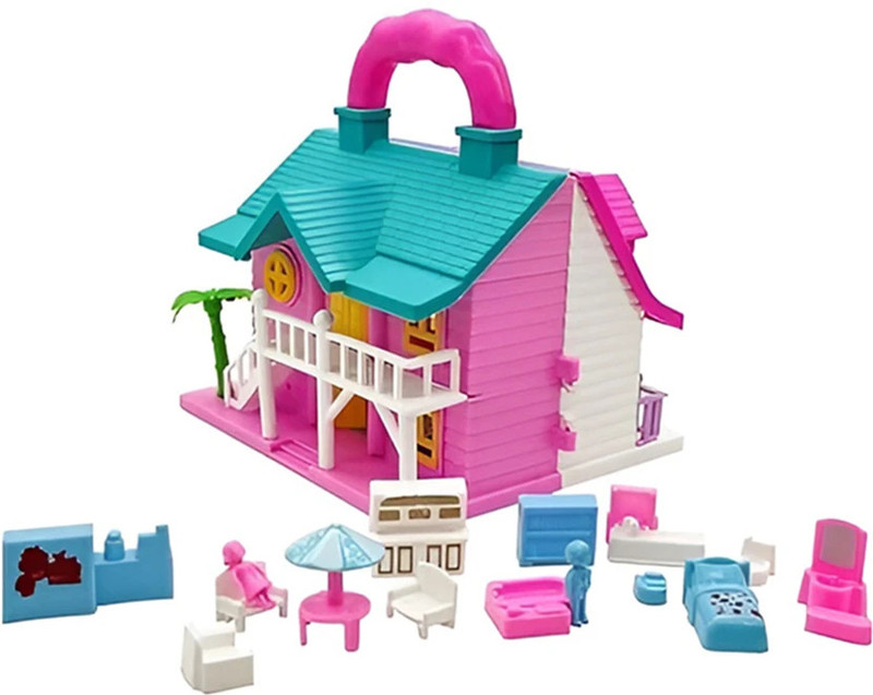 DREAM CHOICE Girl Toy Furniture Set Dollhouse Pretend Play Plastic House Set for Girls Kids(Multicolor)