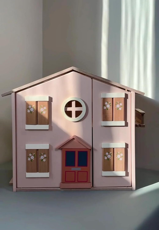 Playbox Wooden Pop's Doll House with Furniture Toy Set(Multicolor)