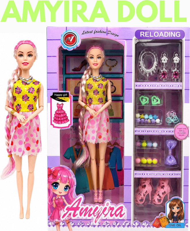 NV COLLECTION Amayira Princess Play Doll with Matching Set(Multicolor)