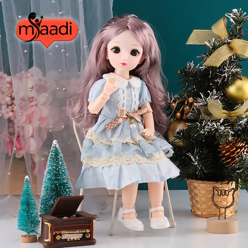 Maadi 30cm Cute Doll Girl Fashion Doll, Movable Joint, Princess Dress, Doll for Kids(Gold)