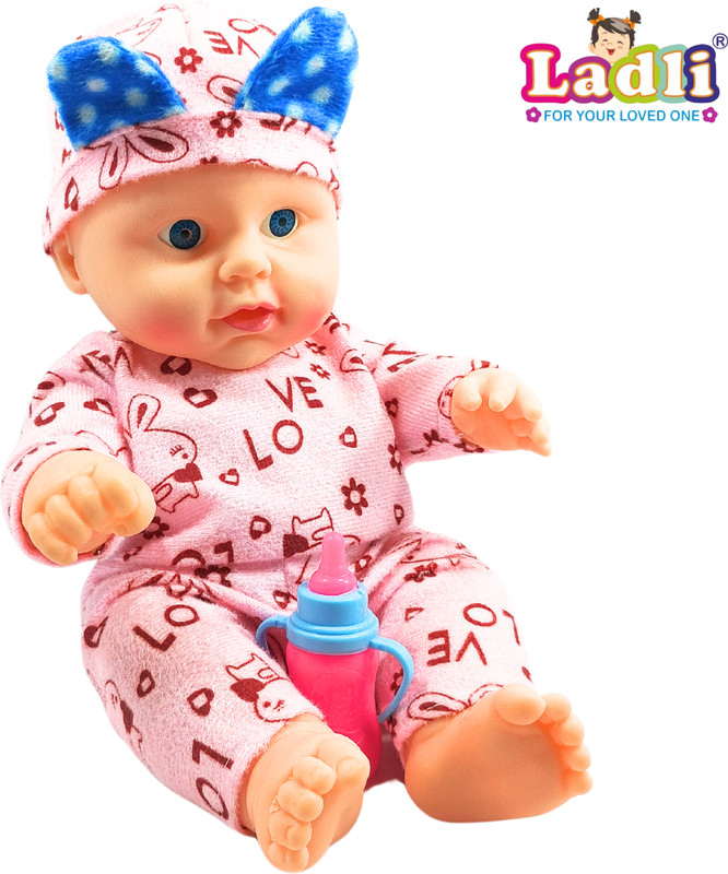 Ladli Pink Dress Doll for Kids Washable & Stuffed Doll with PVC Face/Soft Toy(Pink)