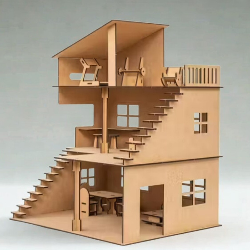 WoodyTales Wooden Doll House(Brown)