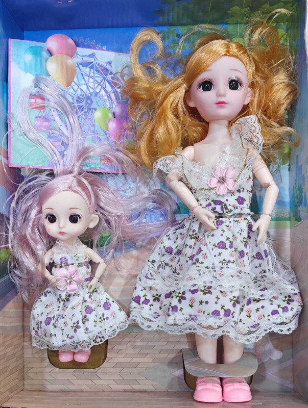 star impex Doll Set Movable Joints Makeup Cute Doll Set Size 30Cm(Multicolor)