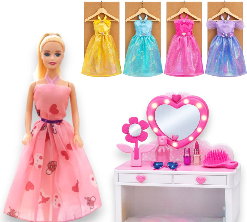 Liztora Fashion Doll Dress-Up Playset with Accessories For Kids(Pink, Purple, Multicolor)