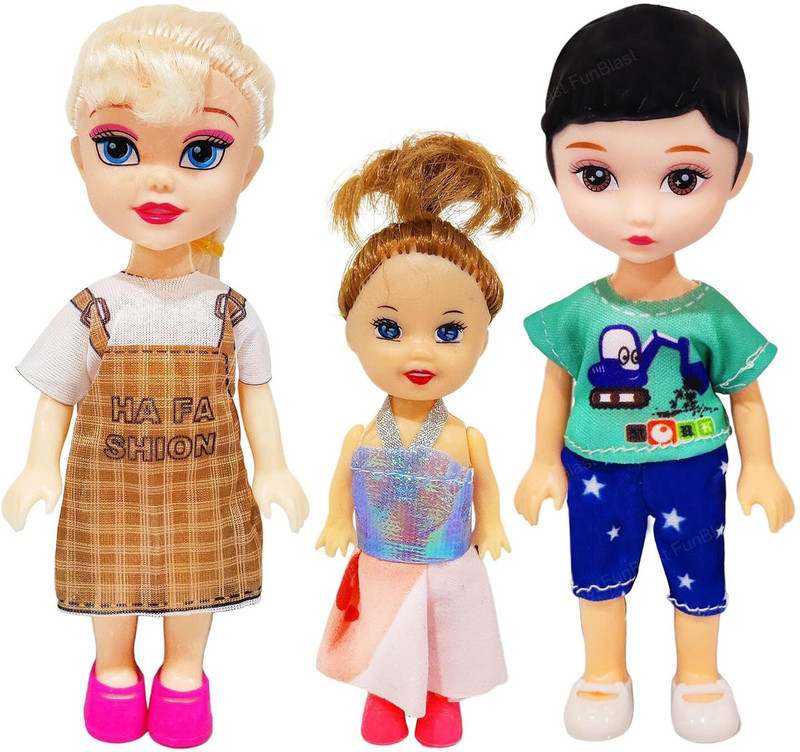FunBlast Dolls for Girls - 3 Cute Family Doll Set for Girls, Realistic Doll Toy for Kids(Multicolor)